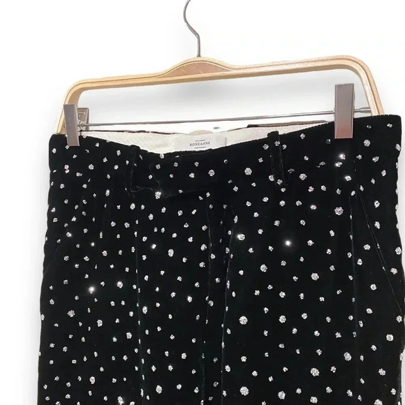 ROSEANNA Janet Polka Dot Velvet Crop Silver Glitter Dot Pants In Noir Black - Picture 8 of 11